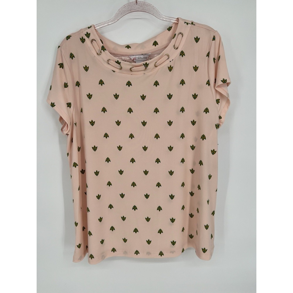 Liz Claiborne Women's Light Pink Foulard Short Sleeve Pullover Blouse‎ Sz XL NWT